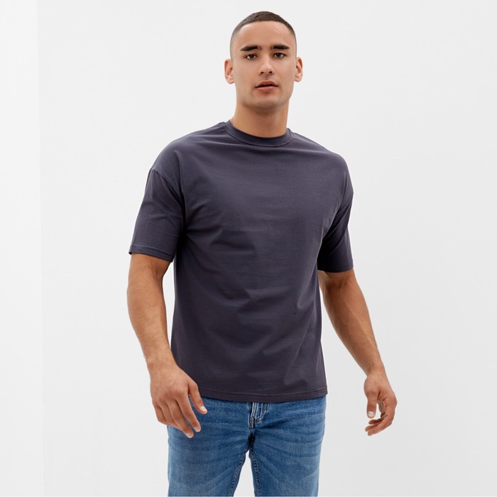 Футболка мужская из органического хлопка MINAKU OVERSIZE FIT: графит, р-р 46 - Фото 1