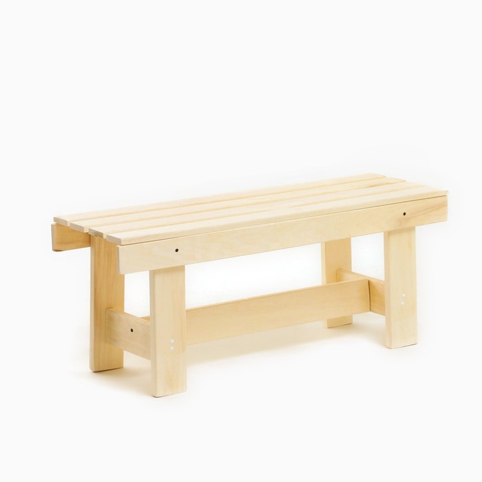 Лавочка (скамейка) деревянная из осины для бани, длина 100 см , ширина 32 см, высота 42 см - Фото 1