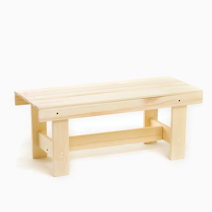 Лавочка (скамейка) деревянная из липы 100 х 32 х 42 см, без спинки, для бани и дачи, садовая - фото 1907814048
