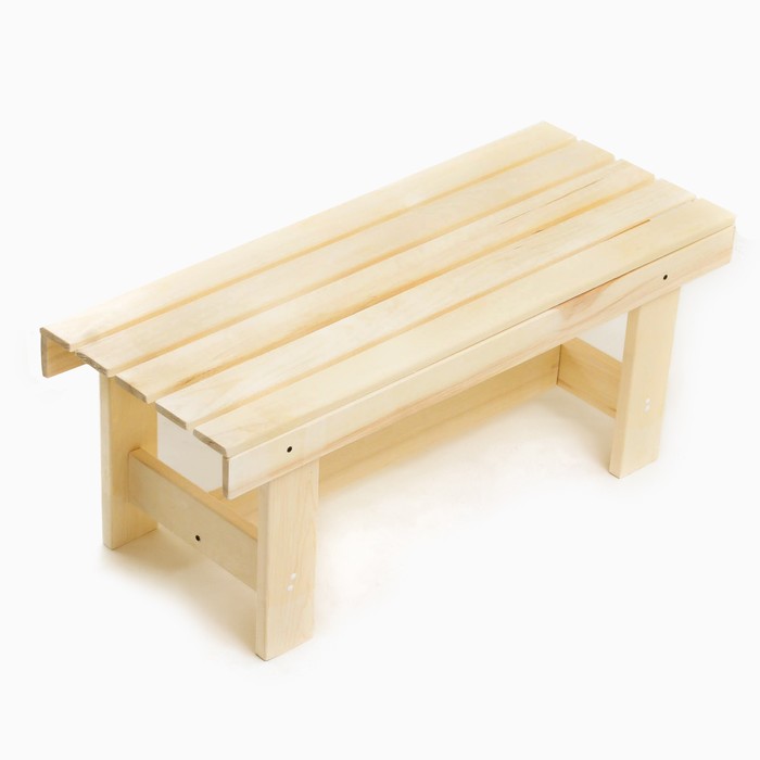 Лавочка (скамейка) деревянная из липы 100 х 32 х 42 см, без спинки, для бани и дачи, садовая - фото 1907814049