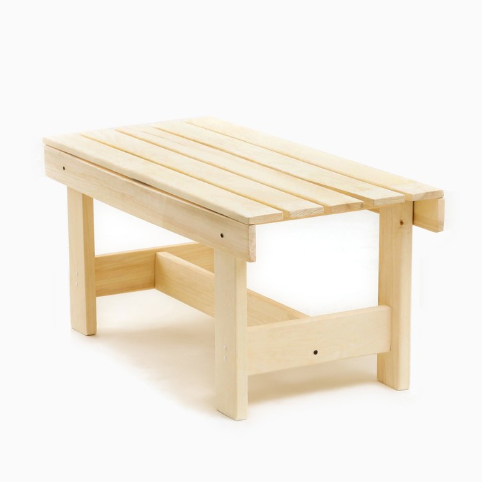 Лавочка (скамейка) деревянная из липы 100 х 32 х 42 см, без спинки, для бани и дачи, садовая - фото 1907814050