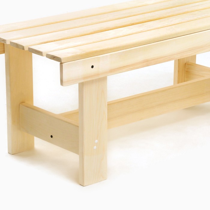 Лавочка (скамейка) деревянная из липы 100 х 32 х 42 см, без спинки, для бани и дачи, садовая - фото 1907814051