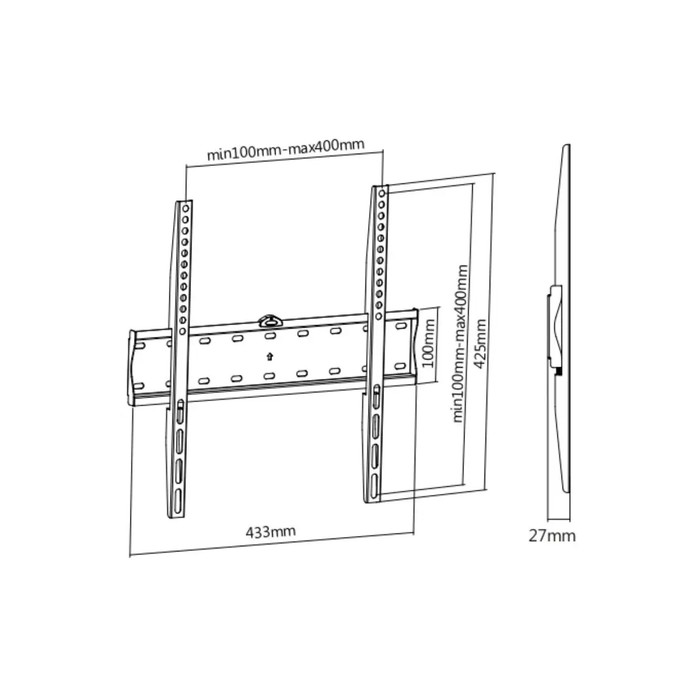 Кронштейн Ultramounts UM 813F, для ТВ, фиксированный, 32-55", до 40 кг, 27 мм от ст, черный - фото 51435989