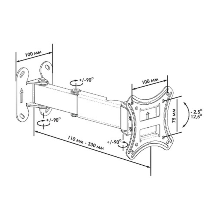 Кронштейн Trone LPS 41-10, для ТВ, наклонно-пов, 17"-23", до 25 кг,  280 мм, белый