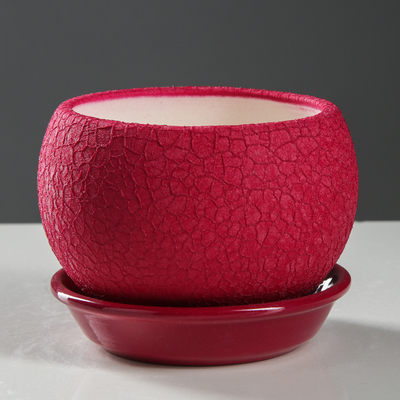 Горшок для цветов "Шар", шёлк, бордовый, керамика, 0.4 л