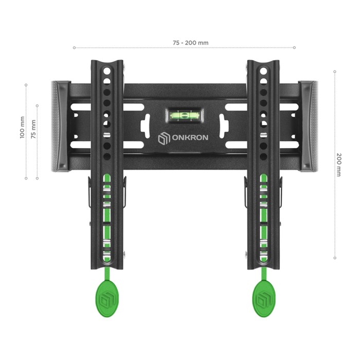 Кронштейн ONKRON TM4, для ТВ, наклонный, 17"-43", до 36.5 кг, 35-105 мм от стены, черный - фото 51436135