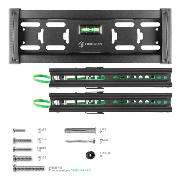 Кронштейн ONKRON TM4, для ТВ, наклонный, 17"-43", до 36.5 кг, 35-105 мм от стены, черный - фото 51436138