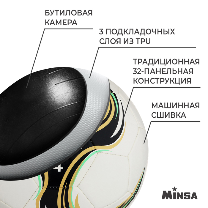 Мяч футбольный MINSA Spin, TPU, машинная сшивка, размер 4
