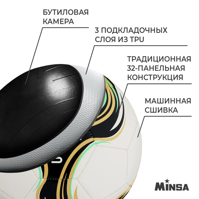 Мяч футбольный MINSA Spin, TPU, машинная сшивка, размер 5