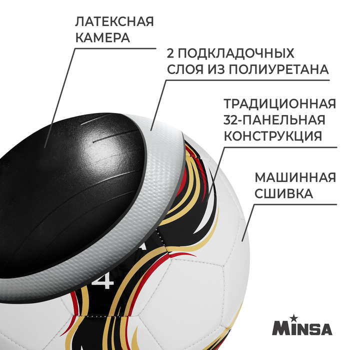 Мяч футбольный MINSA Futsal, PU, машинная сшивка, размер 4