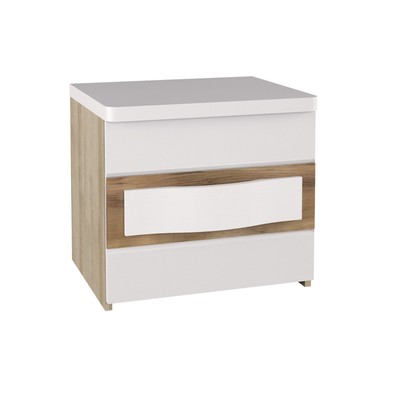 Тумба прикроватная «Лакки», 502×424×450 мм, цвет бук песочный/дуб тортуга/белый глянец