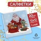Салфетки бумажные однослойные «С Новым годом. Дедушка Мороз», 24 × 24 см, в наборе 20 шт. - фото 319957355