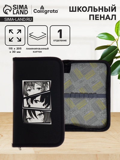 Пенал школьный, 1 секция, 11.5×20.5×3 см «Аниме глаза»