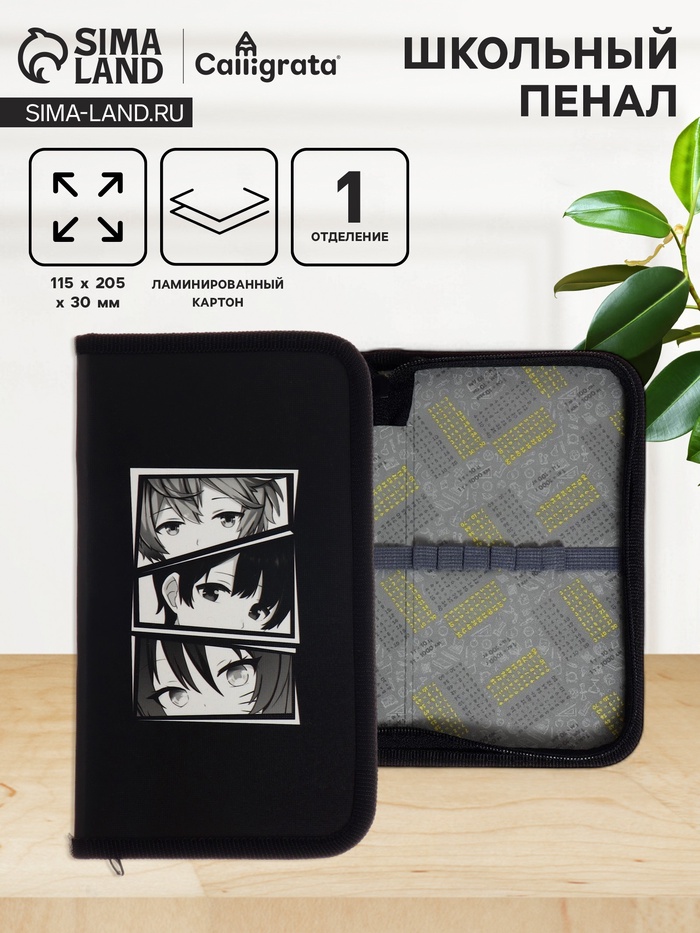 Пенал школьный, 1 секция, 11.5×20.5×3 см «Аниме глаза» - Фото 1