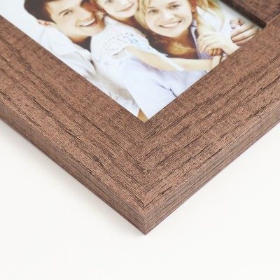 Фоторамка дерево, стекло на 3 фото 10х15 см "Рустик" коричневая 39х22 см