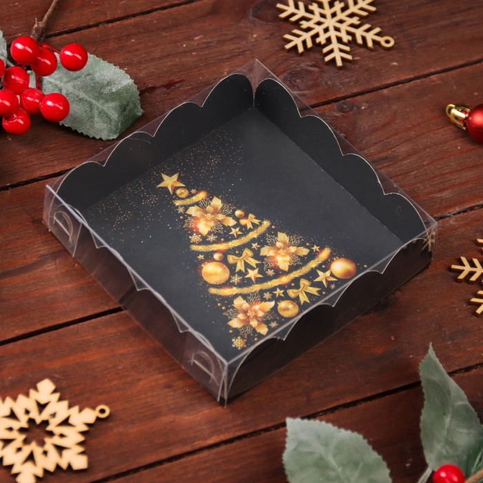 Коробка для печенья "Елка желаний", 12 х 12 х 3 см - Фото 1