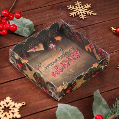 Коробка для печенья "Новогодние украшения", 12 х 12 х 3 см