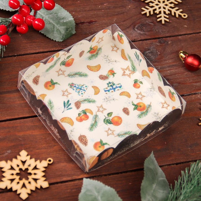 Коробка для печенья "Новогодние чудеса", 12 х 12 х 3 см - Фото 1