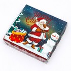 Коробка для печенья, кондитерская новогодняя упаковка «Дед Мороз у ёлочки», 15×15×3 см - Фото 2