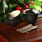 Набор для чайной церемонии керамический «Атмосфера», 6 предметов: чайник 250 мл, 3 пиалы 50 мл, тряпка, сумка, цвет коричневый - фото 4390943