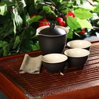 Набор для чайной церемонии керамический «Атмосфера», 6 предметов: чайник 250 мл, 3 пиалы 50 мл, тряпка, сумка, цвет коричневый - Фото 2