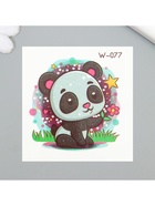 Переводная тату на тело цветная «Малыш панды с цветочком», 6×6 см - фото 42895552