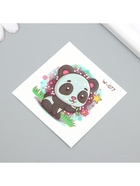 Переводная тату на тело цветная «Малыш панды с цветочком», 6×6 см - фото 42895553