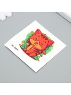 Переводная тату на тело цветная «Рыжий полосатый котёнок», 6×6 см - фото 42895559