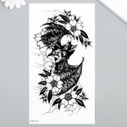Татуировка на тело чёрная "Летучая мышь в цветах" 11,5х21 см - фото 22749935