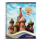 Тетрадь 48 листов в клетку Calligrata на гребне "ГосСимволика", обложка мелованный картон, ТВИН-лак, тиснение фольгой, блок офсет МИКС - фото 24302544