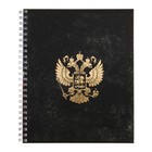 Тетрадь 48 листов в клетку Calligrata на гребне "ГосСимволика", обложка мелованный картон, ТВИН-лак, тиснение фольгой, блок офсет МИКС - фото 24302546