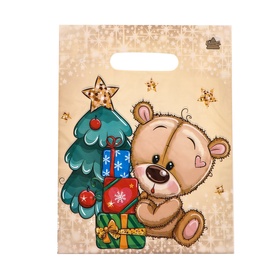 Пакет подарочный новогодний «Мишкины подарки», полиэтиленовый с вырубной ручкой, 30?23 см, 30 мкм (комплект 100 шт)