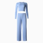 Комплект женский (лонгслив, брюки) MINAKU: Home collection цвет голубой, р-р 42 - Фото 6