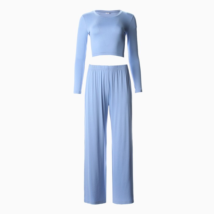 Комплект женский (лонгслив, брюки) MINAKU: Home collection цвет голубой, р-р 42 - фото 1909276767