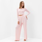 Комплект женский (лонгслив, брюки) MINAKU: Home collection цвет розовый, р-р 42 - фото 320048686