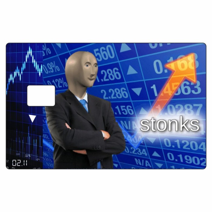 Наклейка "STONKS" на пропуск, банковскую карту, 85 х 54 мм - Фото 1