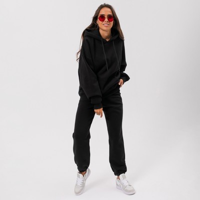 Костюм с начёсом женский (толстовка, брюки) Little Secret, чёрный, размер 44 (M)