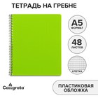 Тетрадь на гребне A5 48 листов в клетку Calligrata Салатовая, пластиковая обложка, блок офсет - фото 108980003