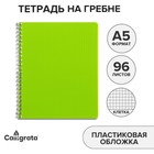 Тетрадь на гребне A5 96 листов в клетку Calligrata Зелёная, пластиковая обложка, блок офсет МИКС - фото 301536880