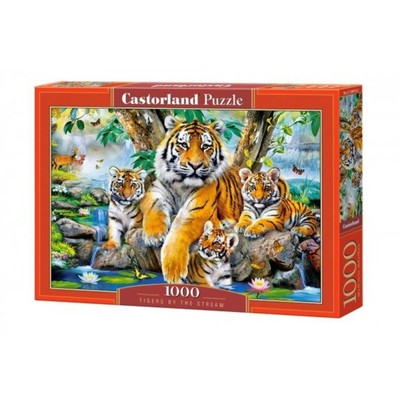 Пазл «Семья тигров у ручья», 1000 элементов