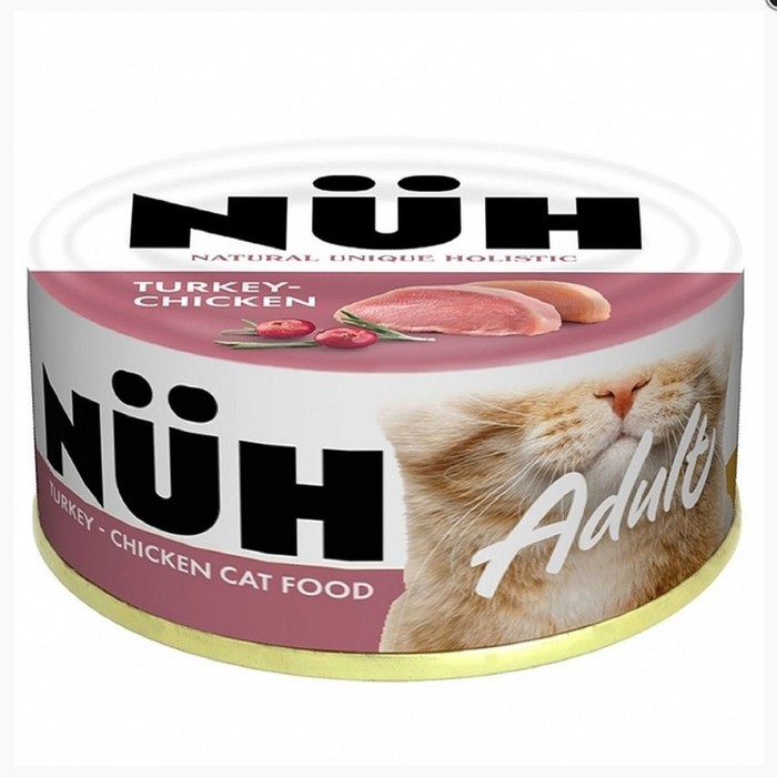 Влажный корм NUH  индейка и цыплёнок беззерновой  для взрослых кошек 100 гр - Фото 1