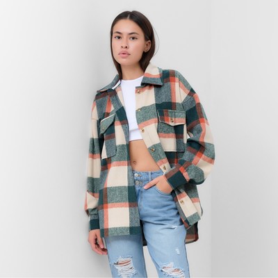 Рубашка женская MIST утепленная, р. L, оранжевый/зеленый