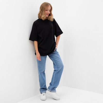 Футболка женская MINAKU: Basic line, чёрная, размер 42