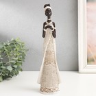 Сувенир полистоун "Африканка в плетёном платье" белый 27х8х6 см - фото 319959134