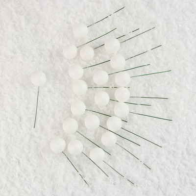Фигурка для поделок и декора на проволоке «Шар», набор 20 шт., размер 1 шт. — 2×7 см, цвет белый