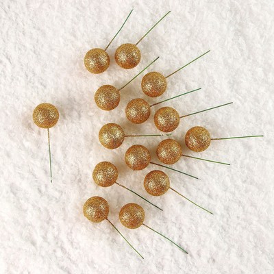 Фигурка для поделок и декора на проволоке «Шар», набор 15 шт., размер 1 шт. — 3×9 см, цвет золотой