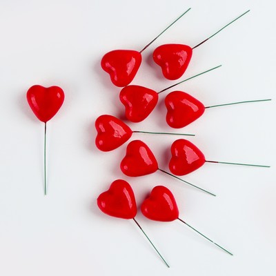 Набор декора на проволоке «Сердце» 10 шт., размер 1 шт. - 4×2.5×10 см