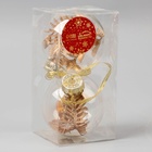 Ёлочные игрушки «Фиеста», шары новогодние, d=8 см, набор 2 шт., листочки, золото - Фото 4