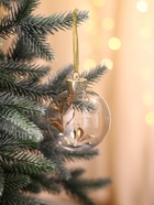 Ёлочные игрушки «Фиеста», шары новогодние, d=8 см, набор 2 шт., веточка, золото - Фото 2