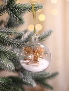 Ёлочные игрушки «Фиеста», шары новогодние, d=8 см, набор 2 шт., снежок листочки, золото - Фото 2